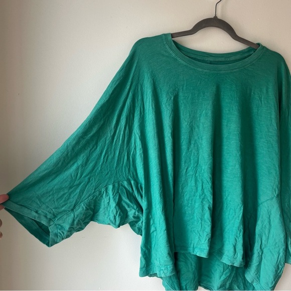 Aerie Oversized Green Batwing Slouchy Top L | Relaxed Cotton Tunic Basic - Picture 9 of 9